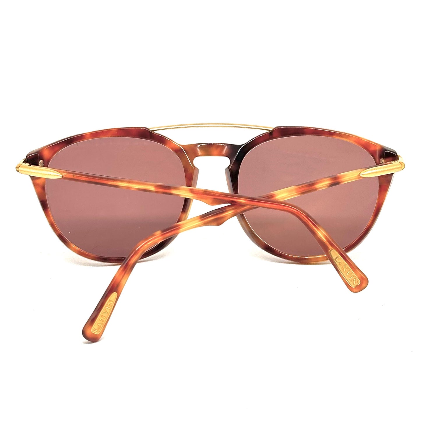 Lanvin 746 vintage aviator brown tortoise sunglasses with brown lenses and detailed by golden parts 80s Nos Paris Made in France