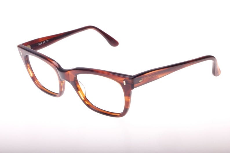 60s NOS square tortoise glasses with silver steel pins, very rockabilly, brand new in 2 sizes