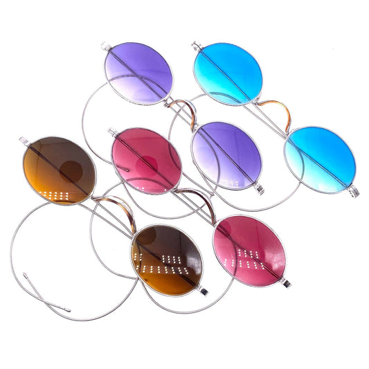 Antique late 19th century oval metal sunglasses, Victorian style, NOS 4 colors