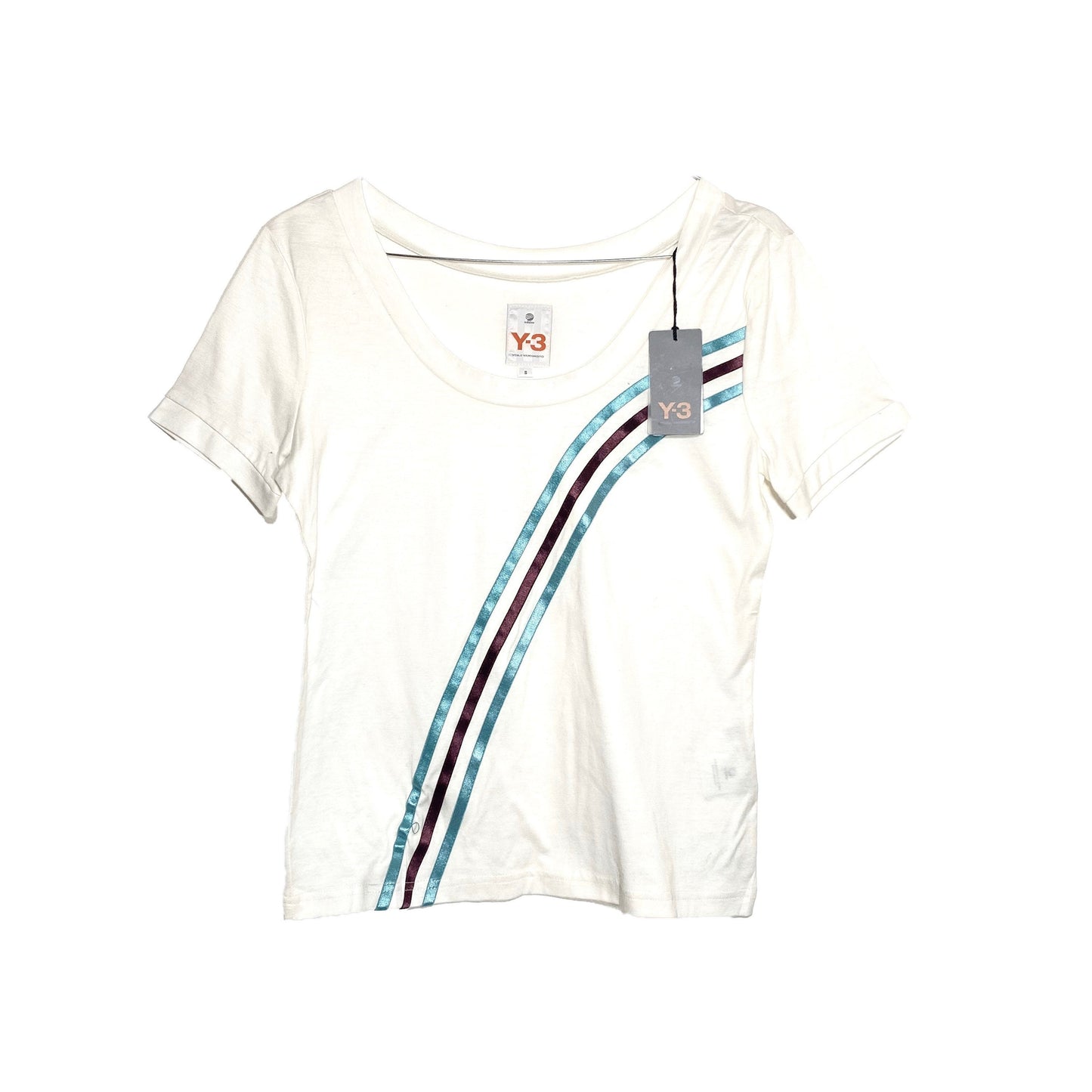 Y-3 Adidas Yohji Yamamoto ladies white cotton t shirt sz S, New with tags