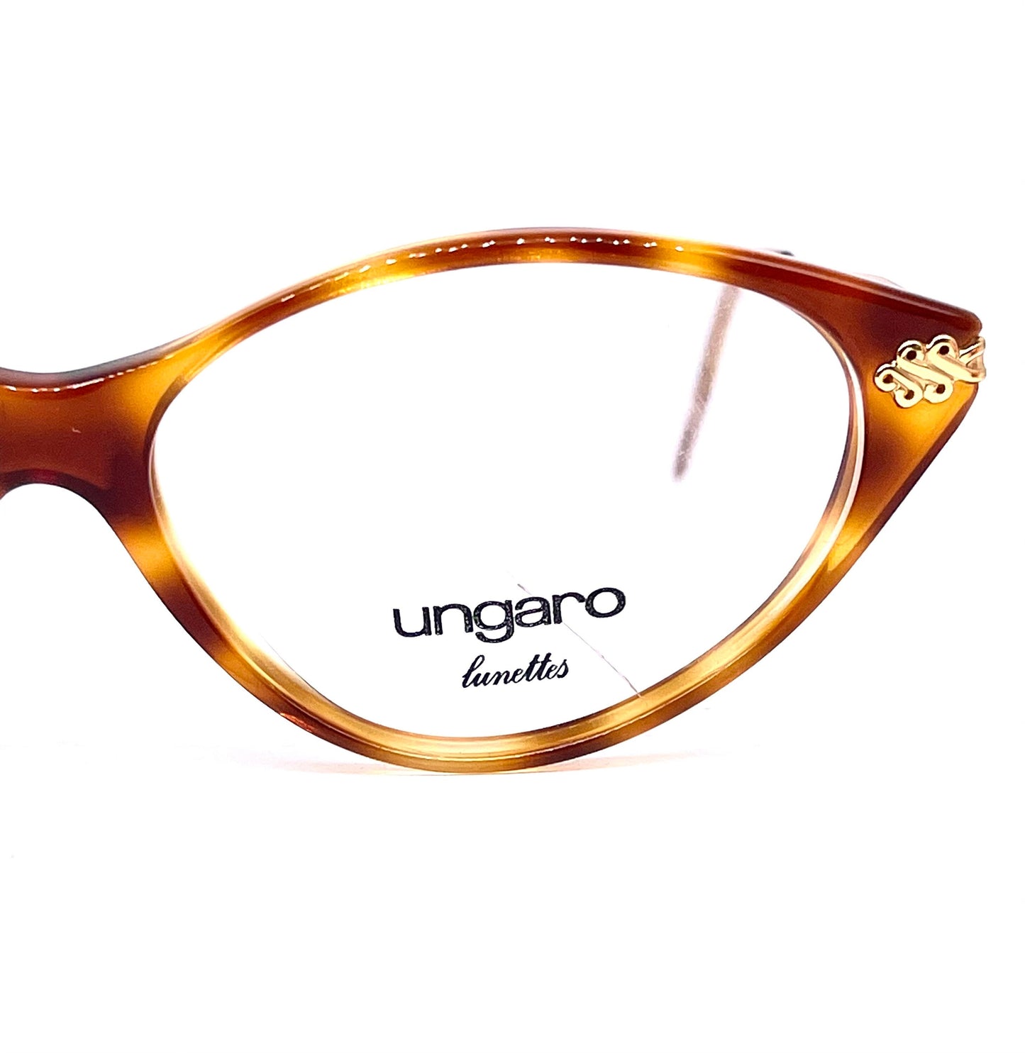 Persol Ungaro U582 tortoise cateye eyeglasses with golden metal temples/ hinges, made in Italy, 80s NOS