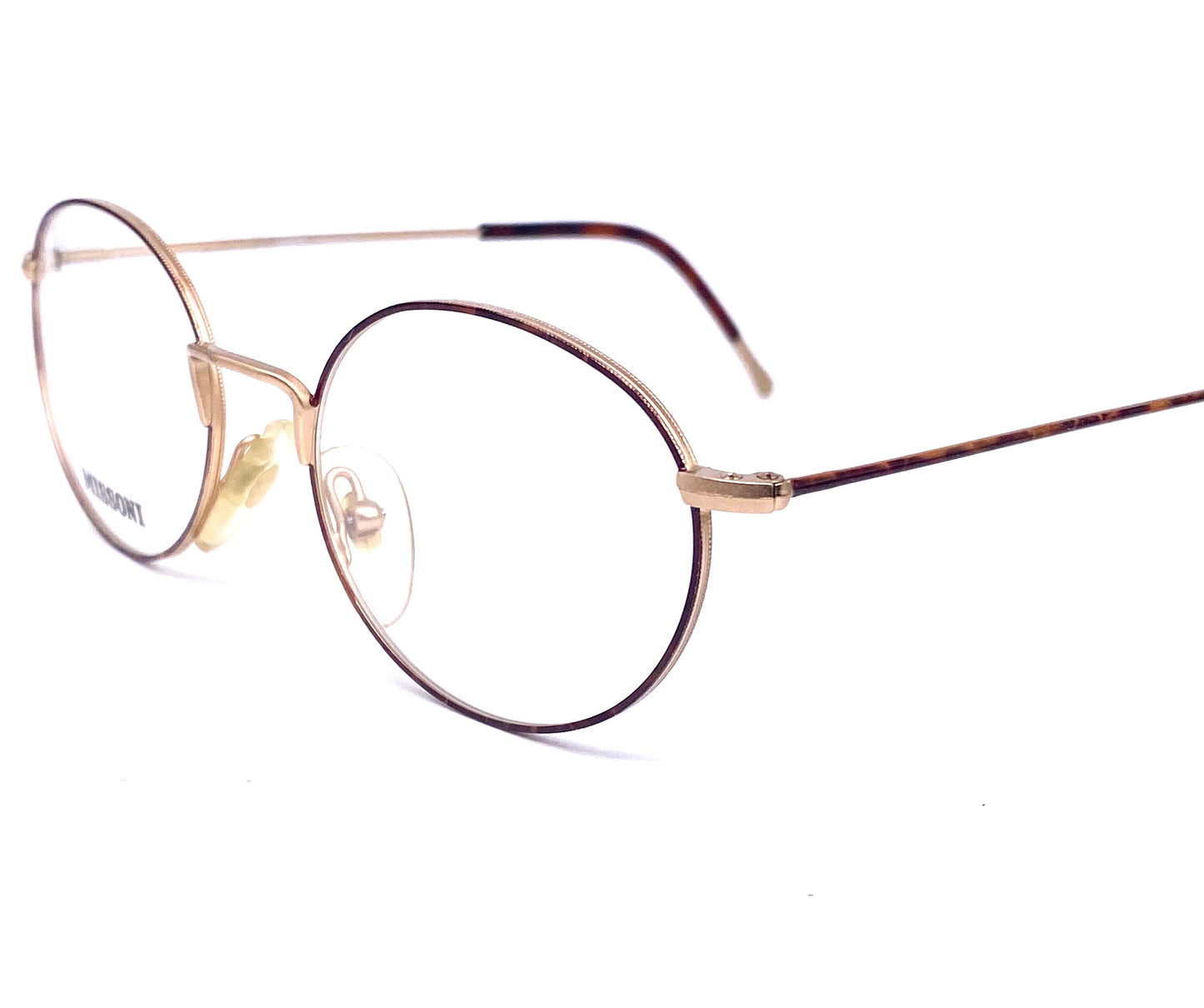 Missoni M370 minimal ultra light oval Matt gold eyeglasses w tortoise rims/temples, NOS 80s Italy