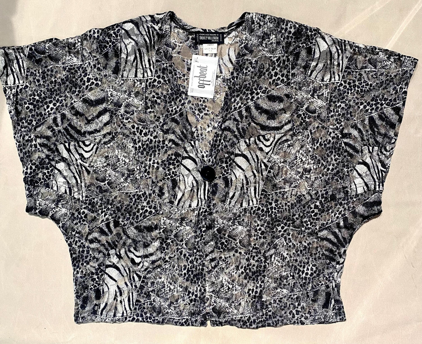 Sneki 2’ Millennium animalier patchwork effect lace / mesh kimono cut vest, fits all sizes