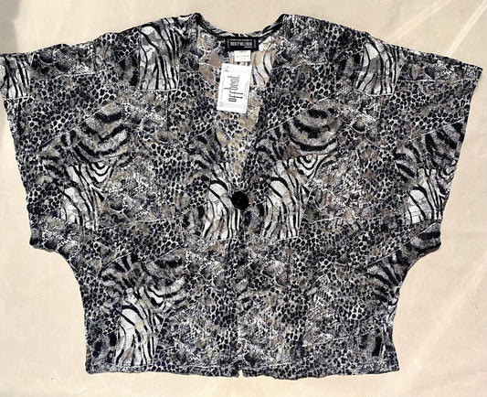 Sneki 2’ Millennium animalier patchwork effect lace / mesh kimono cut vest, fits all sizes