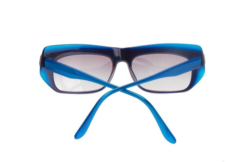 Robert La Roche gorgeous butterfly oversized sunglasses, multilayered blue/red cello , NOS 80s