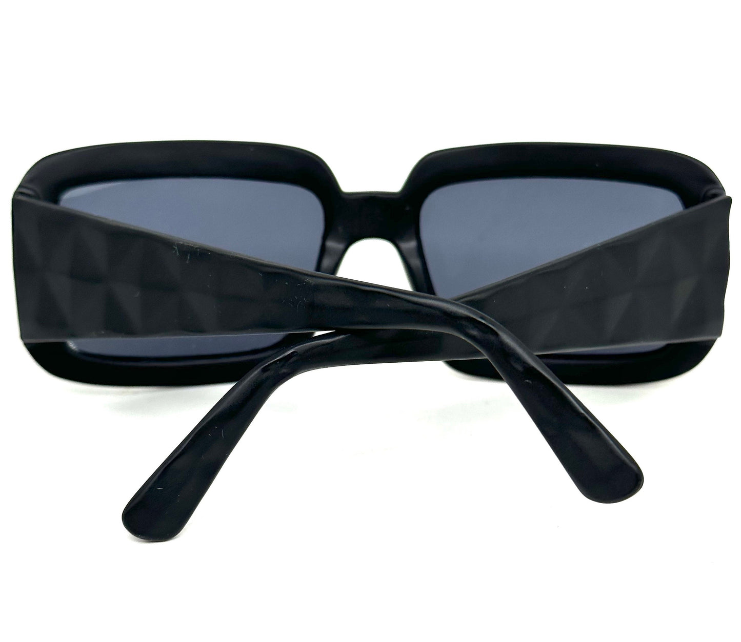 Nafta black square oversized sunglasses w/ 3D matelassè temples, Matt finish; NOS 2003, Italy