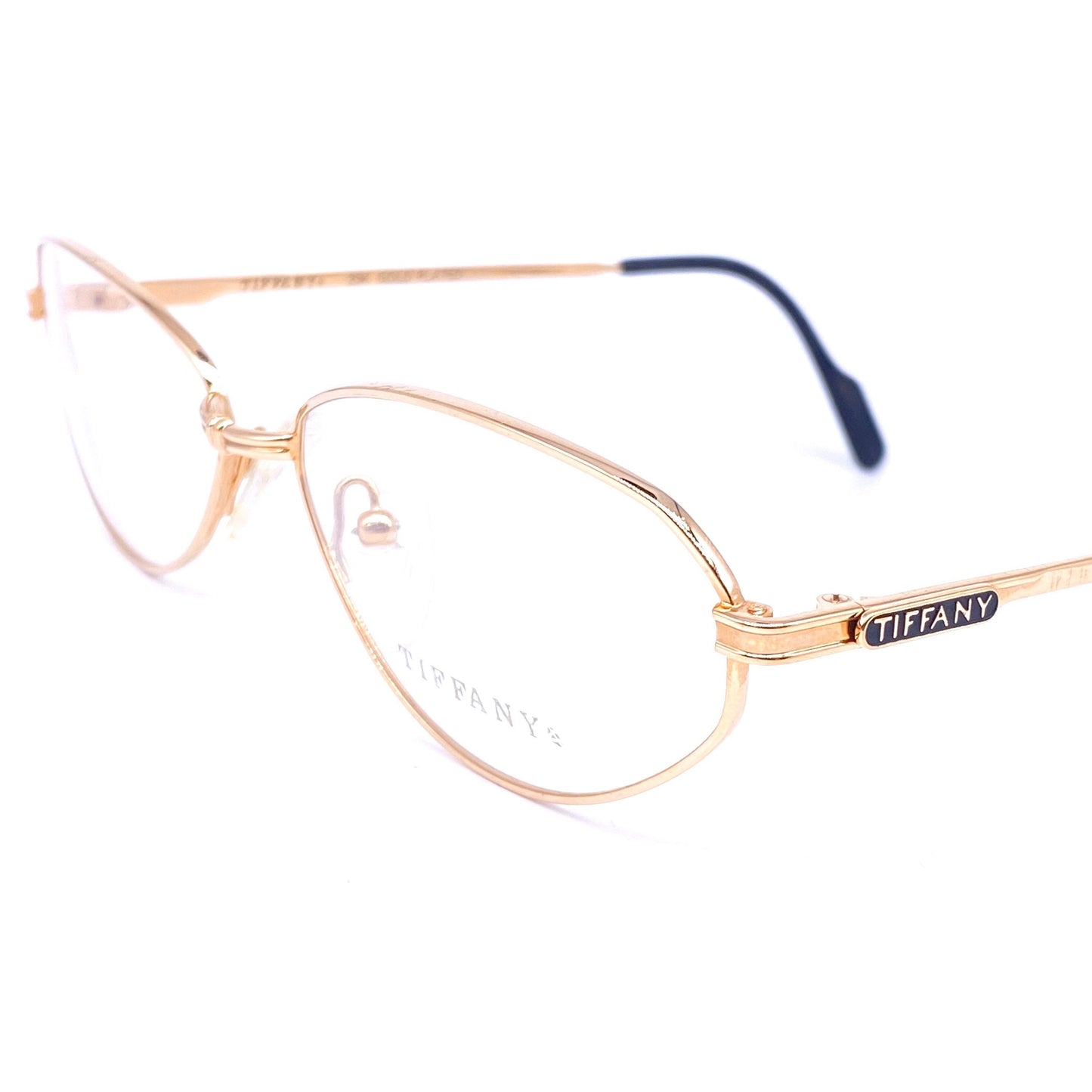 Tiffany T43 oval 23k gold eyeglasses frames made in Italy, 1980s NOS