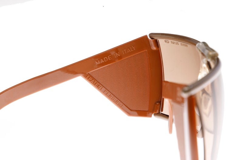 Nannini Racing wrap brown sunglasses made in Italy, 1970s NoS w case