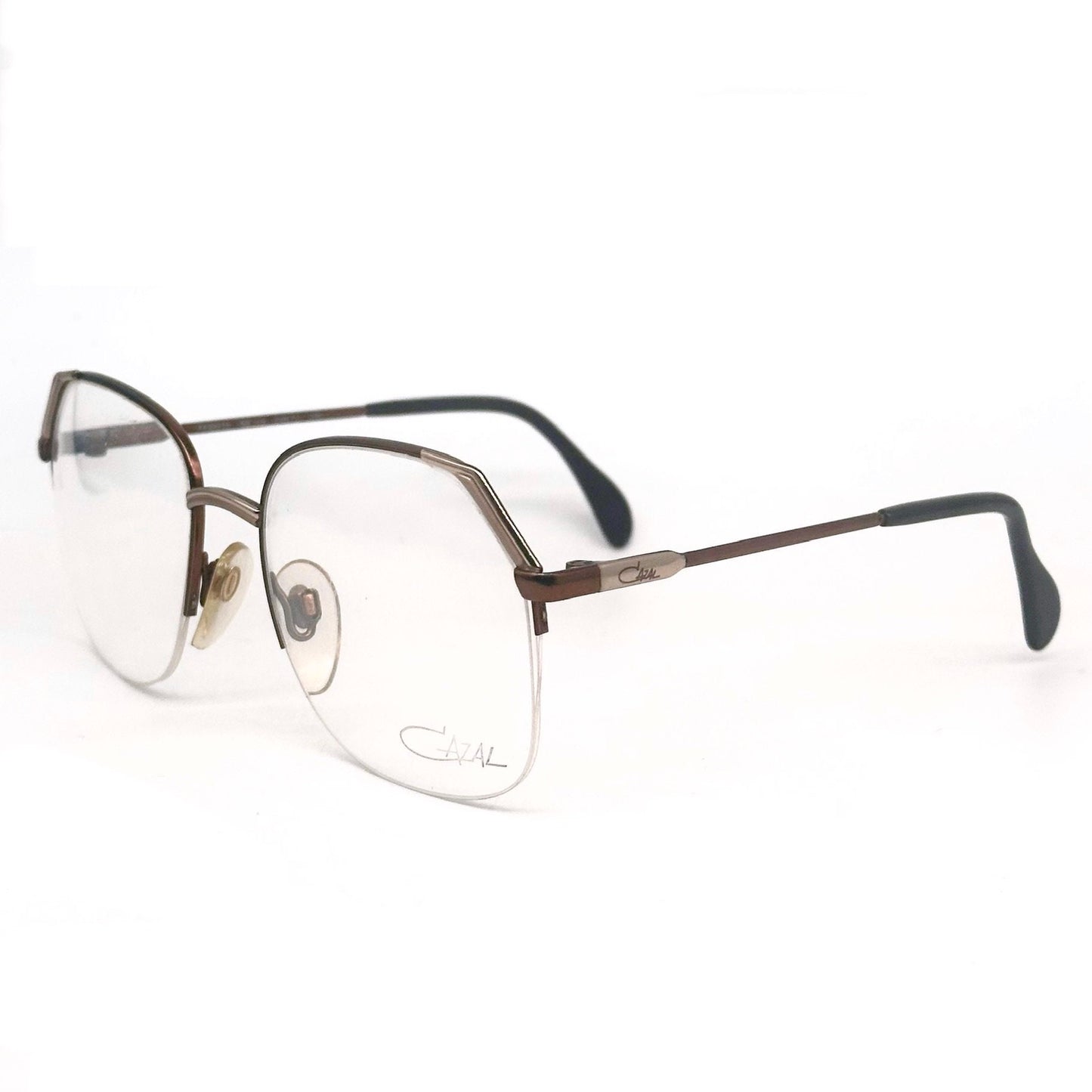 Cazal 215 square half rim copper metal eyeglasses made in W Germany, NOS 80s