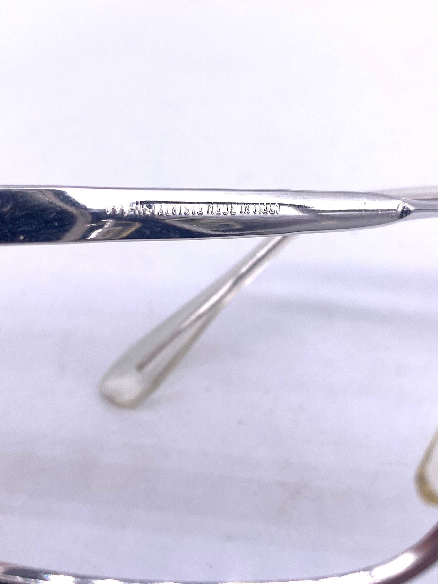 MetalVista Nobel 60s geek square silver frames with black rolled brows, NOS made in Italy