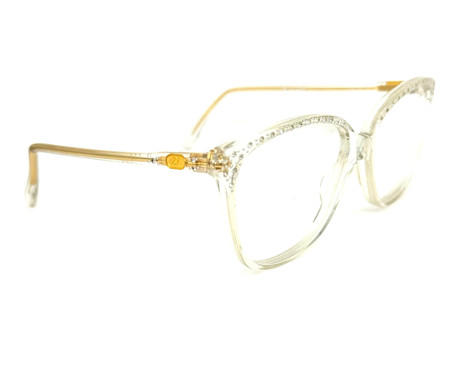Nouvelle 14 crystal clear frames w rhinestones browline , NOS 80s Italy
