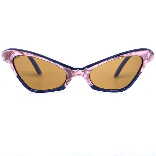 Errebi carette sunglasses,m collectible pink pearl - black multilayered cello, NOS 1950s Italy