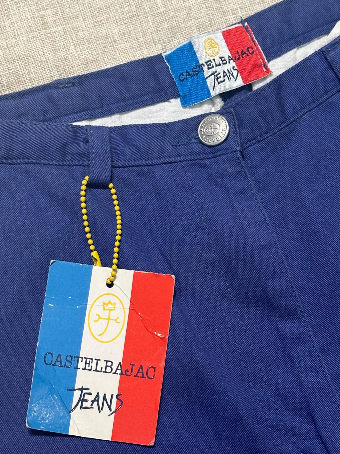 Castelbajac Jeans blu cotton pants with pockets and embroidery icons NWT 80s