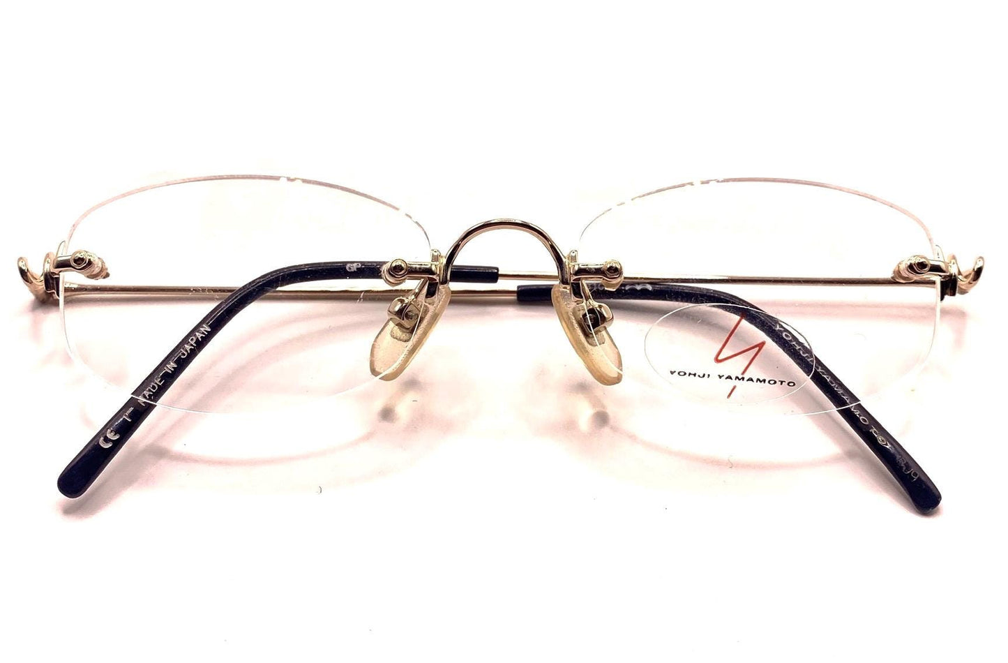 Yohji yamamoto 51-8102 avant garde gold plated rimless glasses frames made in Japan, 90s NOS mint
