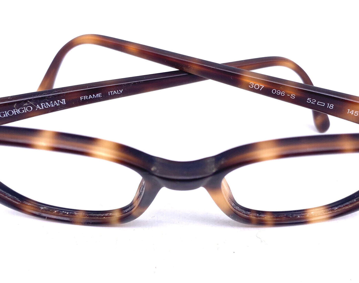 Giorgio Armani 307 tortoise square eyeglasses with matte gold hinges, NOS 80s Italy