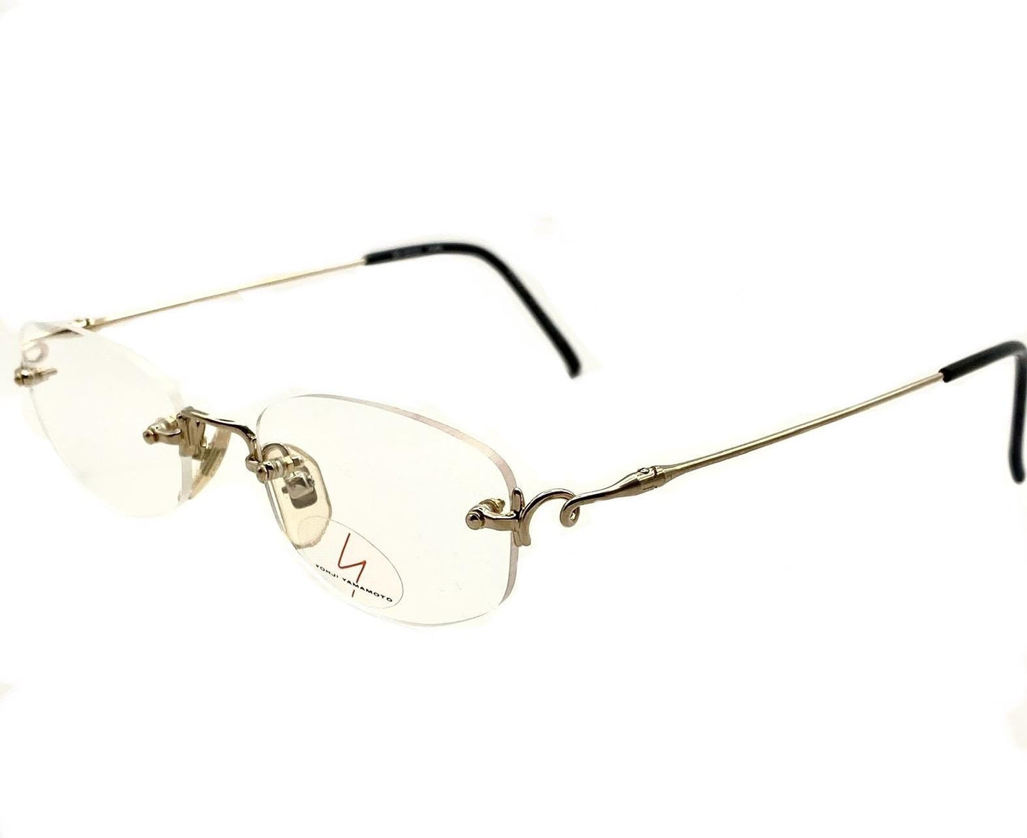 Yohji yamamoto 51-8102 avant garde gold plated rimless glasses frames made in Japan, 90s NOS mint