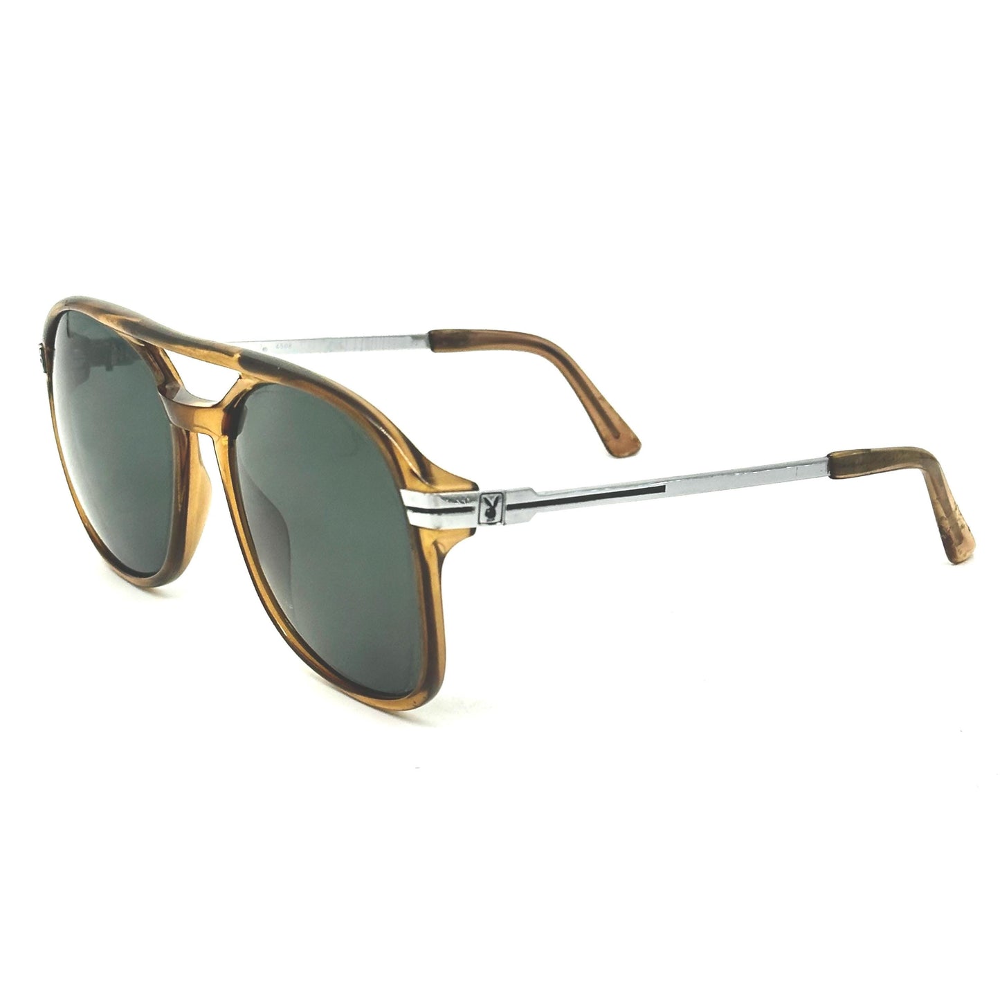 Playboy 4508 vintage oversize aviator transparent brown sunglasses, NOS 80s Germany