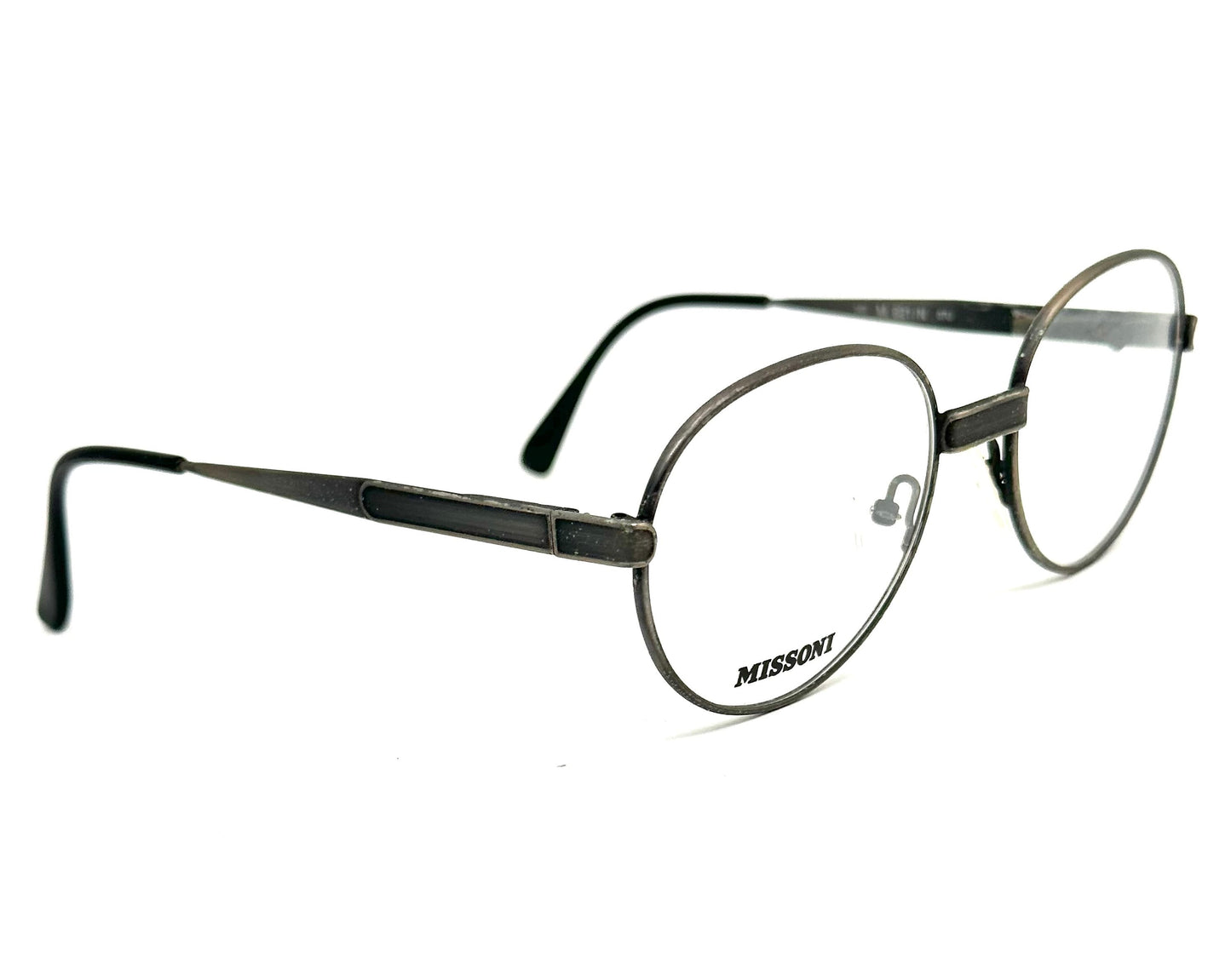 Missoni m821 round gunmetal frames, pantos minimalist glasses made in Italy, 80s NOS