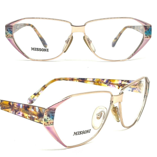 Missoni M341 colorful ladies square / cateye frames hand made in Italy by Safilo, 1980s NOS