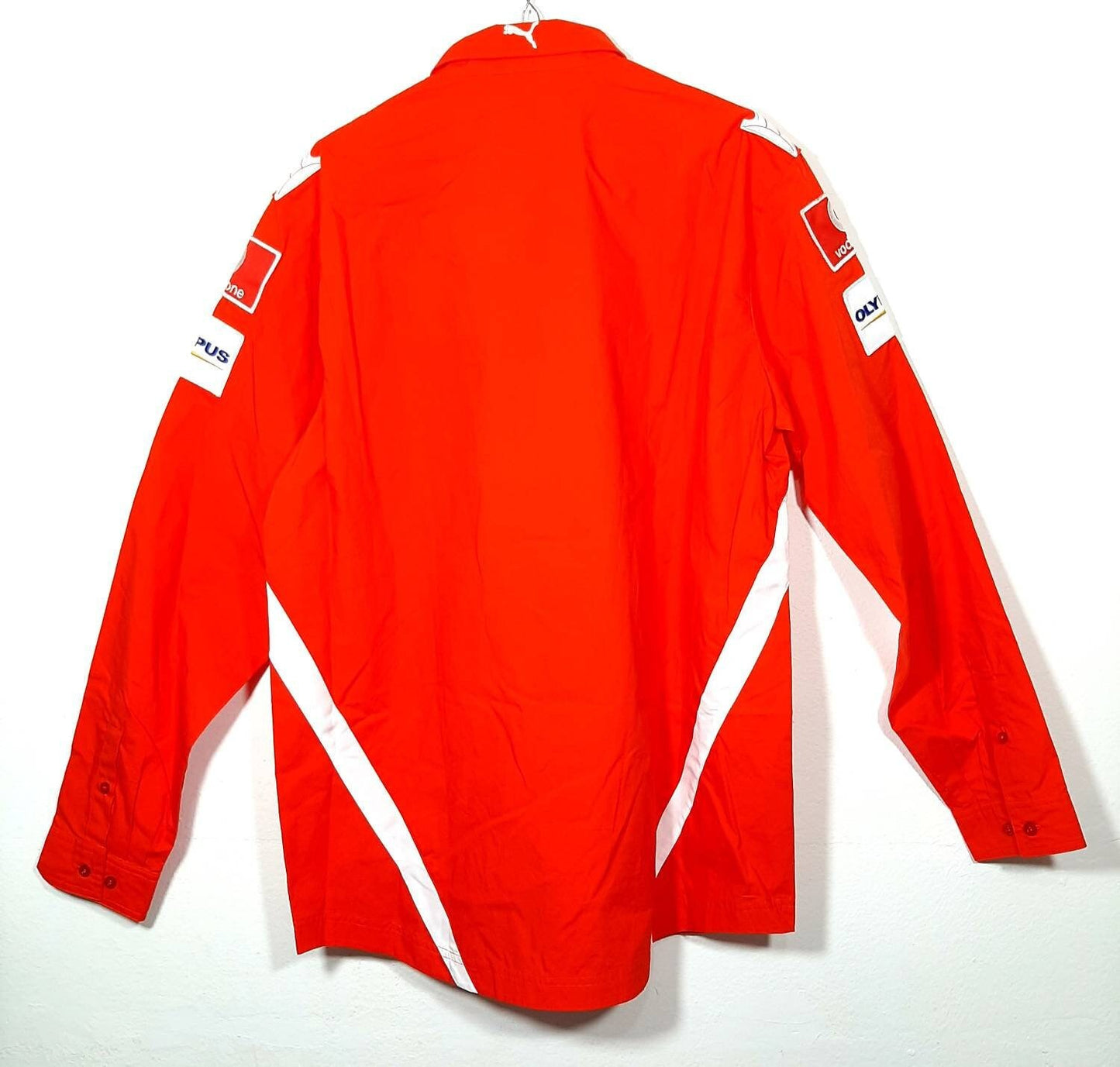 Ferrari team puma red Oxford shirt full of embroidered patches, NOS early y2k