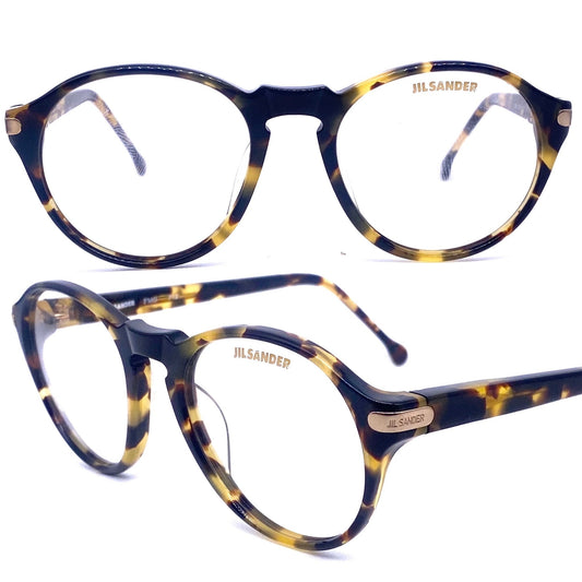 Jil Sander Demi amber round keyhole eyeglasses frames made in Germany. 80s NOS