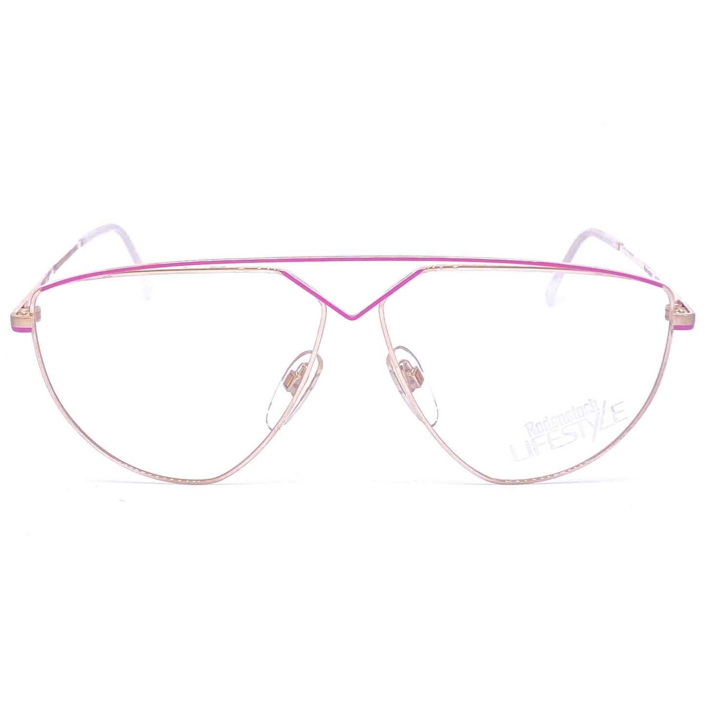 Rodenstock Lifestyle vintage aviator pink gold eyeglasses, 80s NoS germany