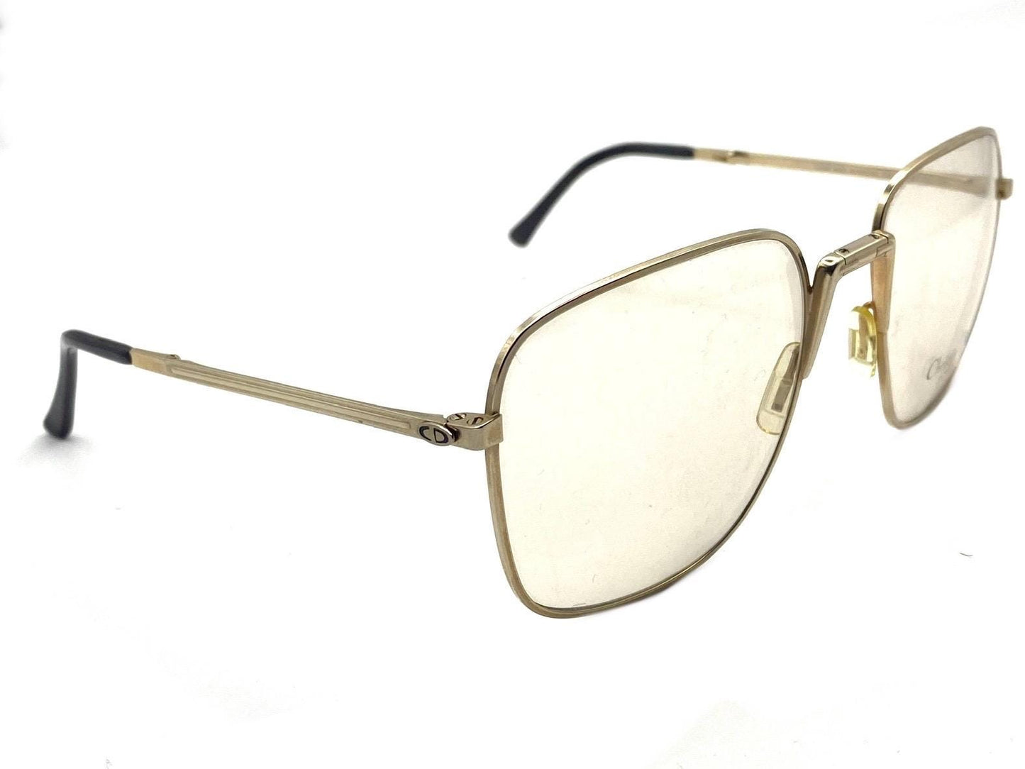 Dior Monsieur 2287 folding square gold glasses frames made in Austria in the 80s, NOS mint