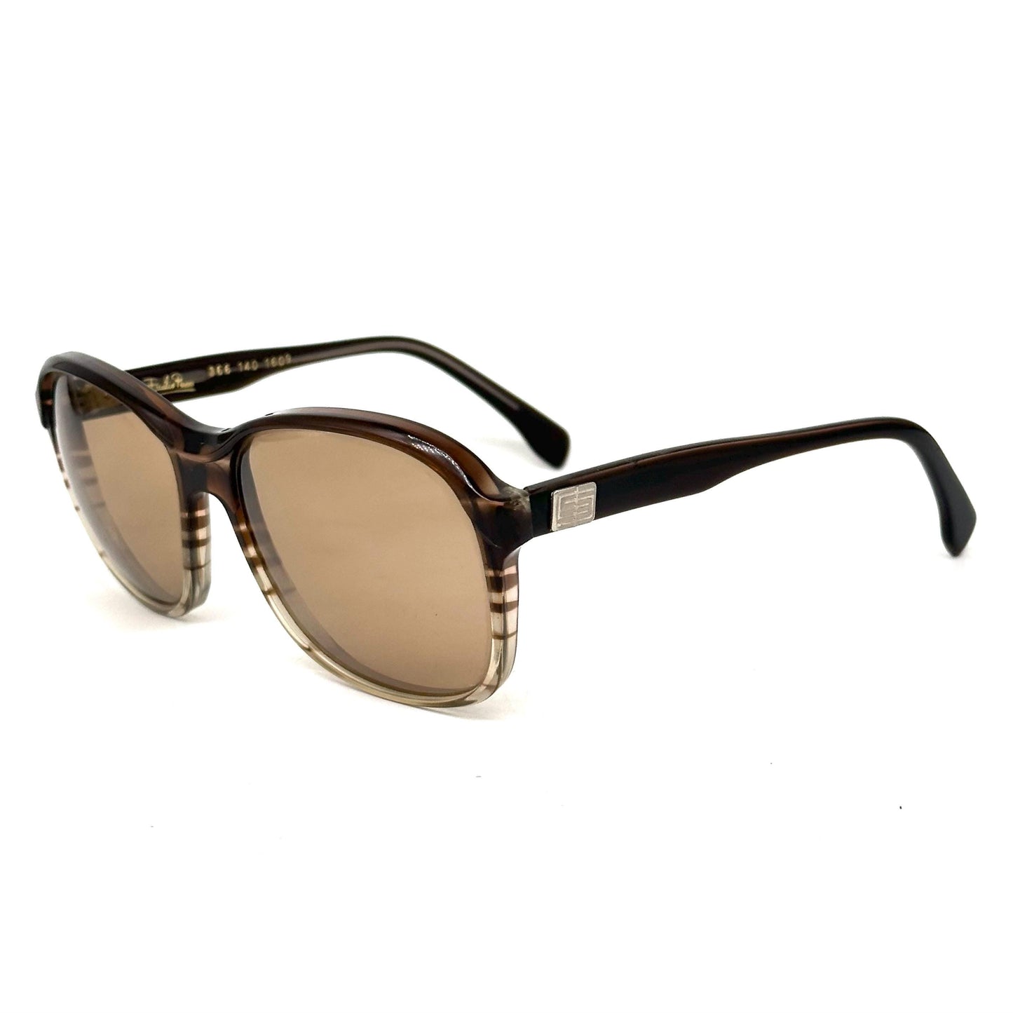 Emilio Pucci 366 140 brown striped shade clear frame sunglasses 80s NoS Made in France