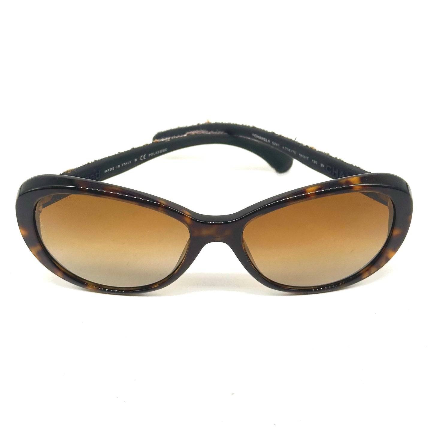 Chanel Tweed Collection 5241 Havana Brown Butterfly Cateye Frame Sunglasses 90s NOS