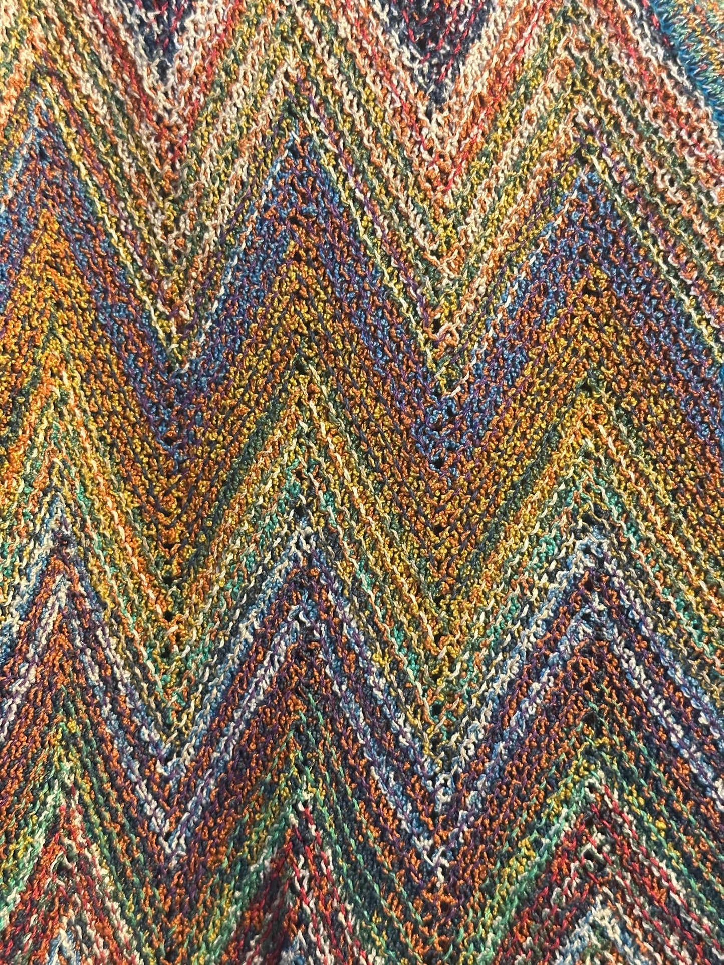 Missoni iconic colorful zigzag stripes cotton-linen knit cardigan vest made in Italy, 1980s mint sz 50 / L