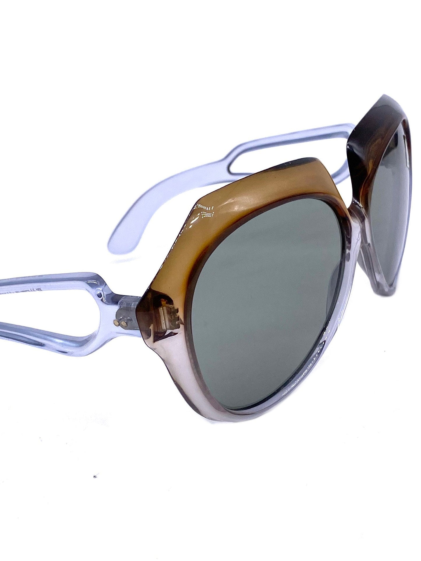 Oversized round sunglasses Friulana Opt. translucent from brown to blue 60s NOS Italia