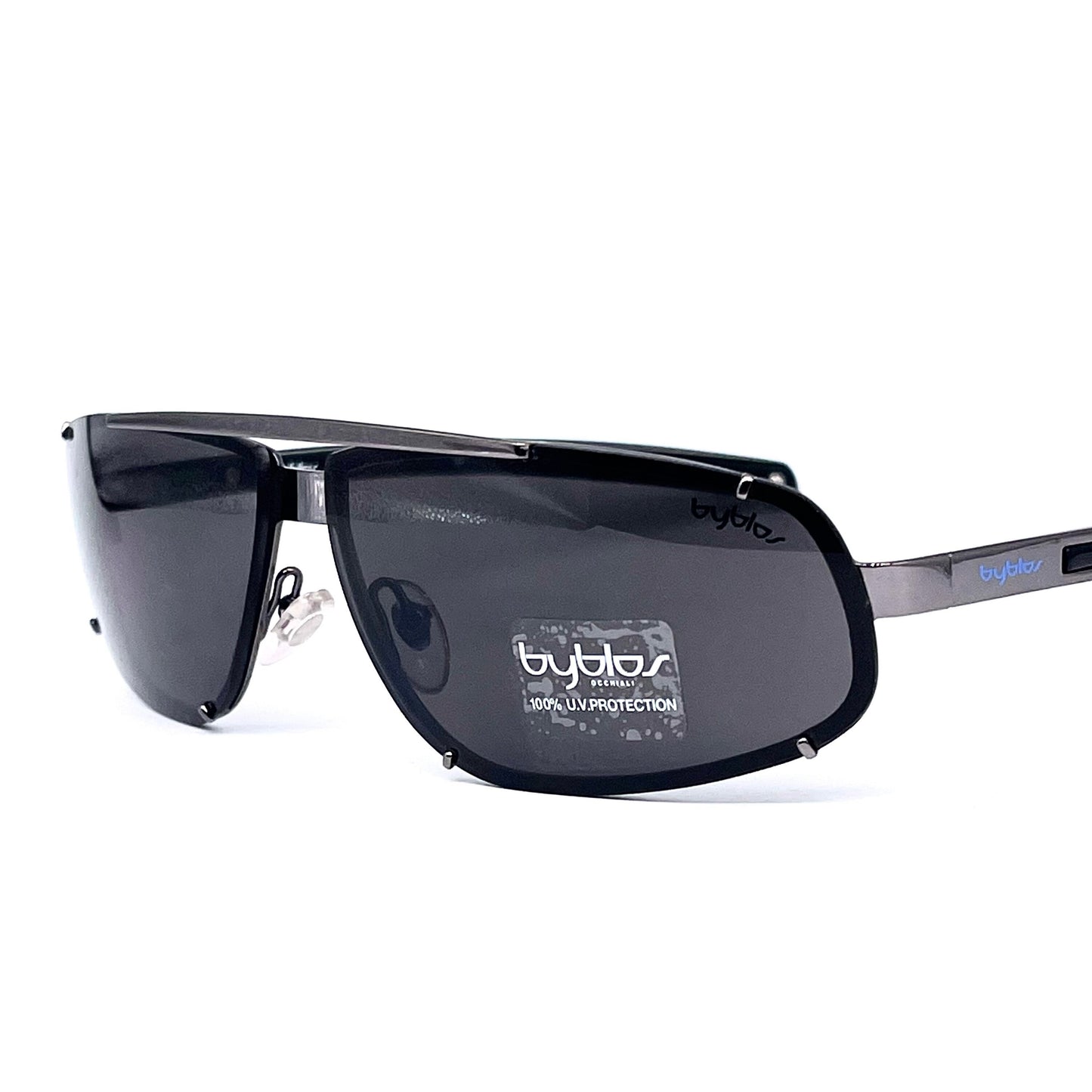 Byblos b911-S modernist wrap oval pilot restyle sunglasses, NoS early Y2k