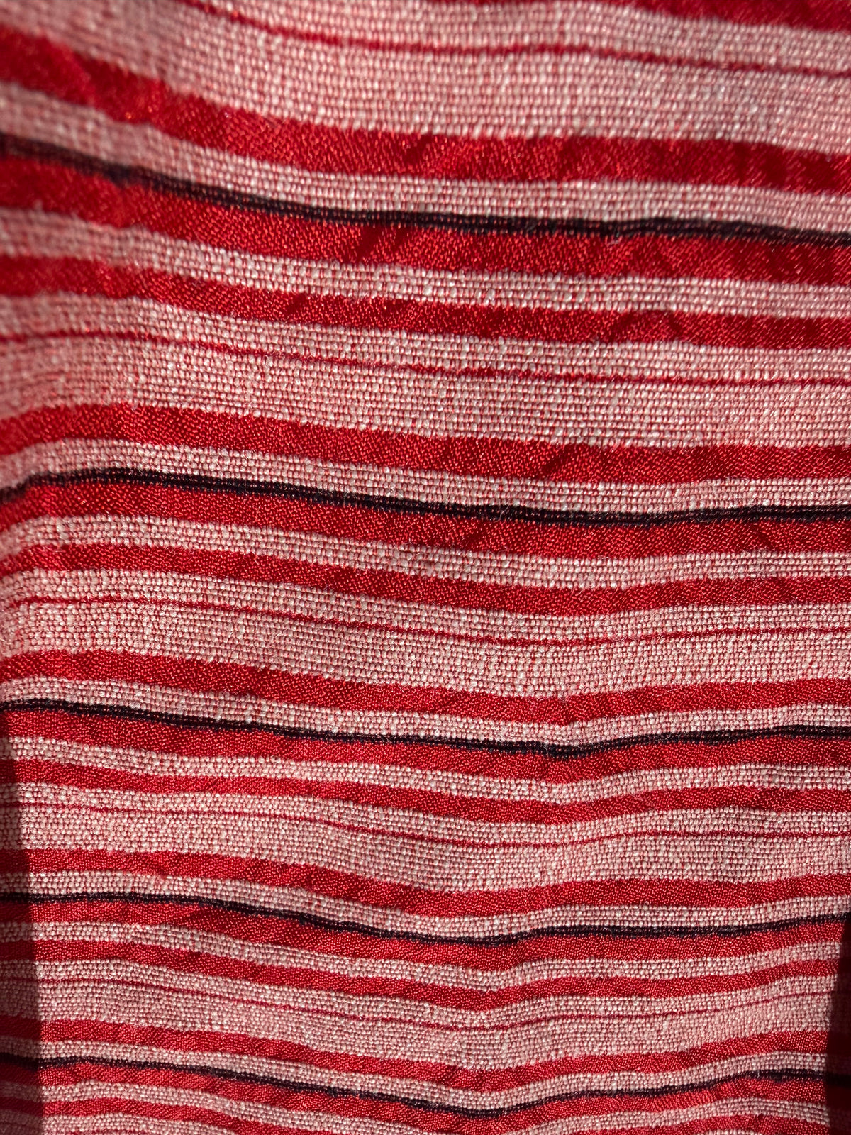 Dries Van Noten striped red-cream silk jacquard ladies blouse-top w hood-wide collar, sz M, perfect