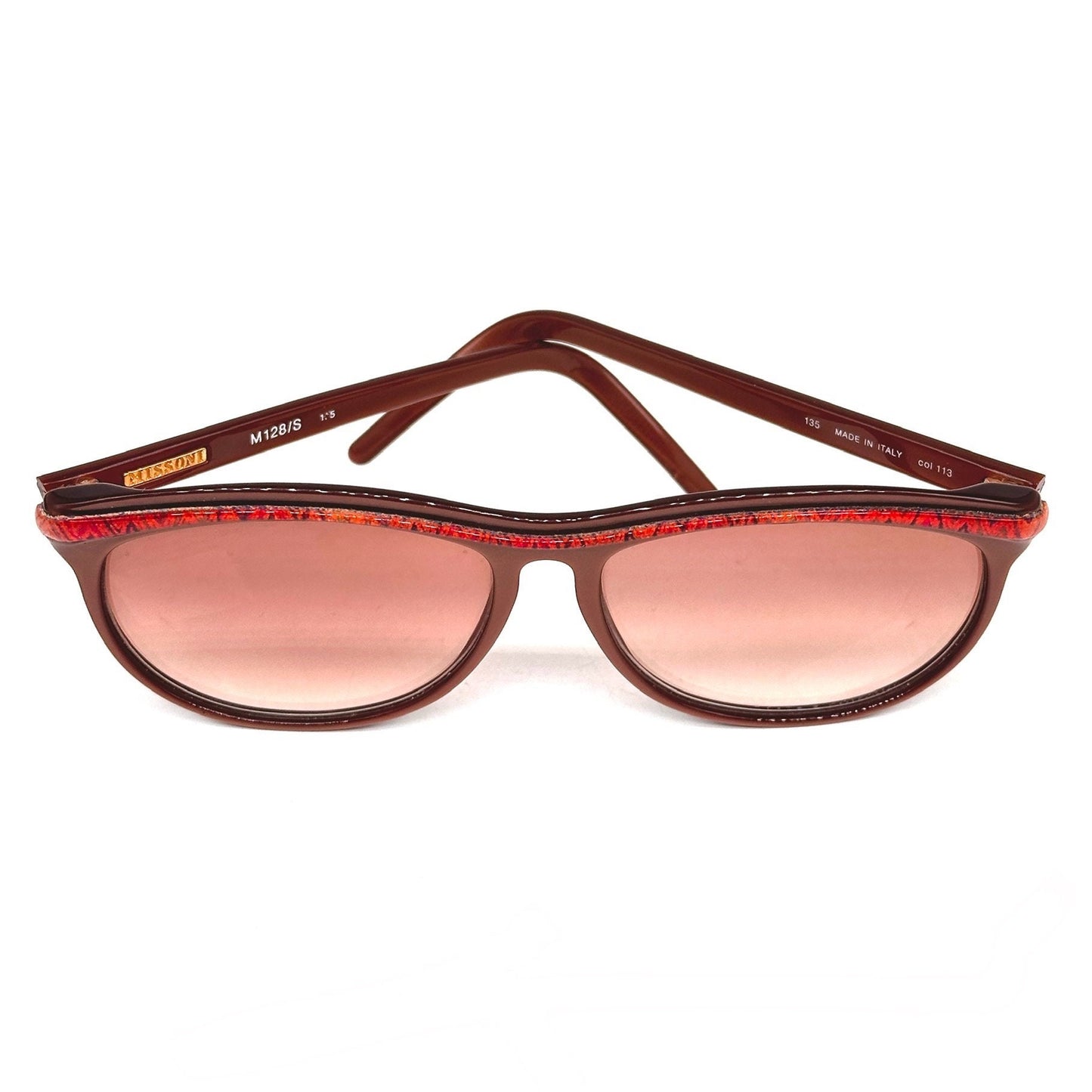 Missoni M128/S brown sunglasses with red textured stripe