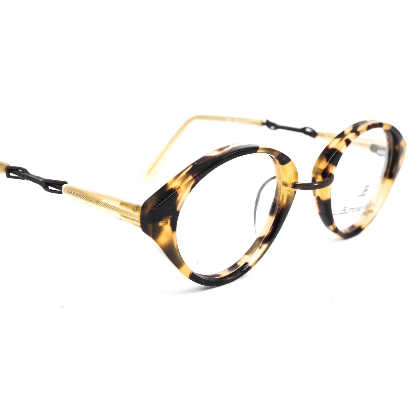Bonneville demi amber round eyeglasses frames Made in Germany with special temples design, NOS 1990s