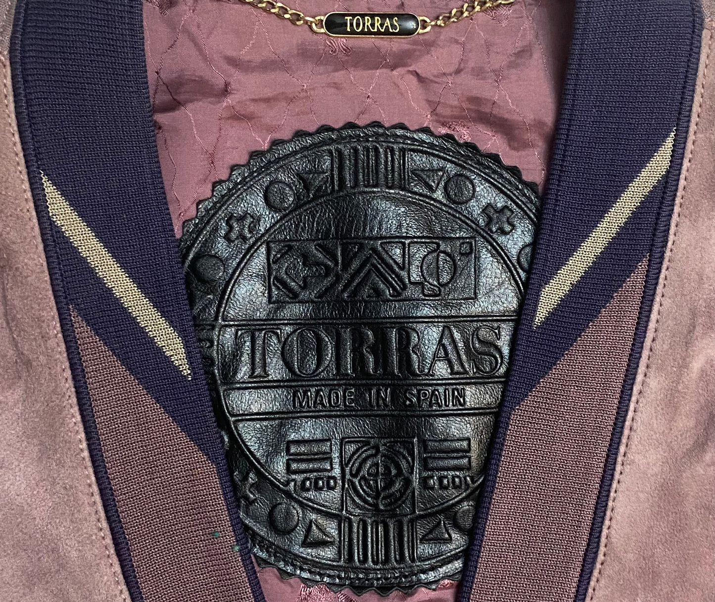 Torras pale purple bomber jacket in suede leather & linen canvas , 90s hand made in Spain, Mint