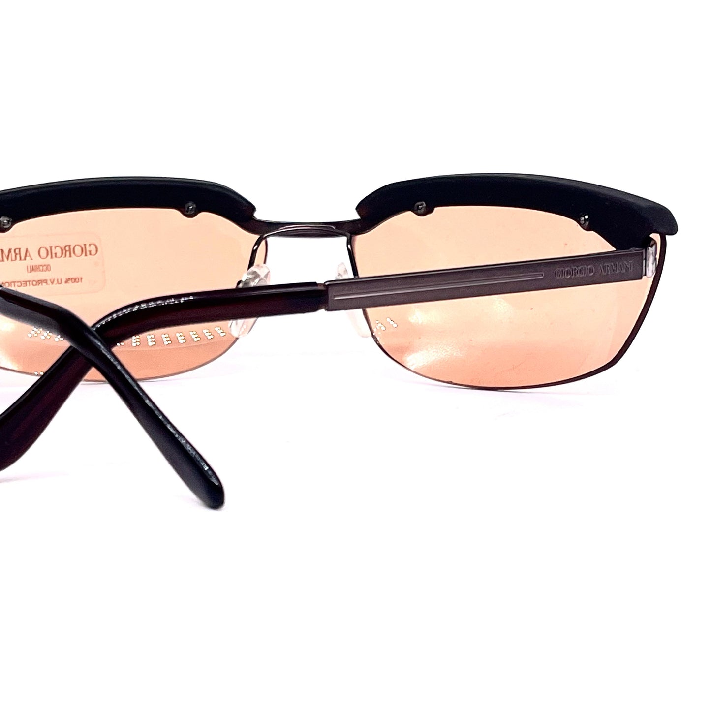 Giorgio Armani 1509 rimless modernist sunglasses orange lenses, NOS 90s