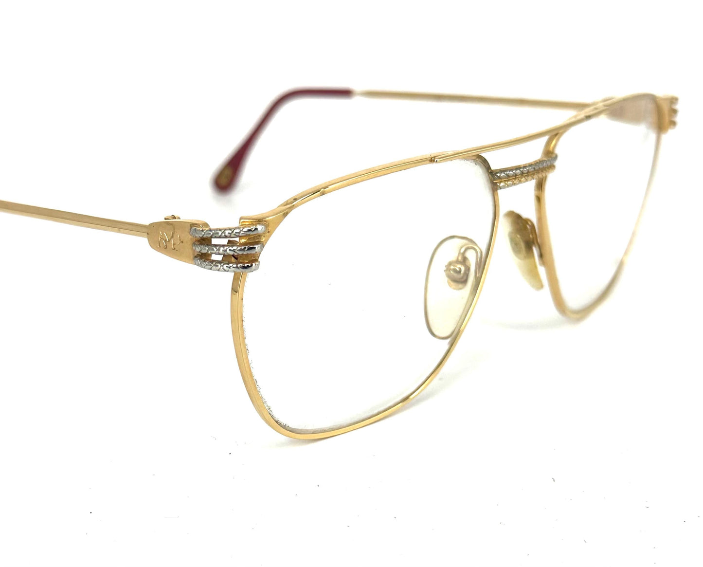 Anne Marie Perris AM10 23k gold luxury aviator eyeglasses / Sunglasses frames hand made in Italy, 80s NOS