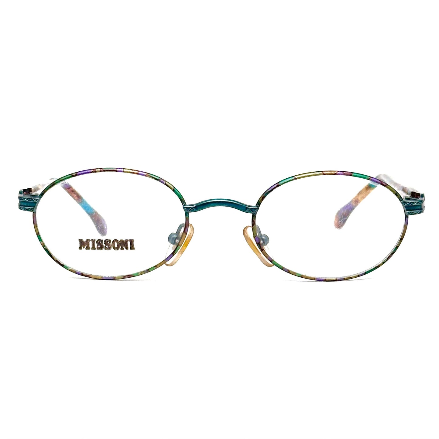 Missoni M385 iconic colorful oval eyeglasses frames in enameled metal & acetate, NOs 80s Italy