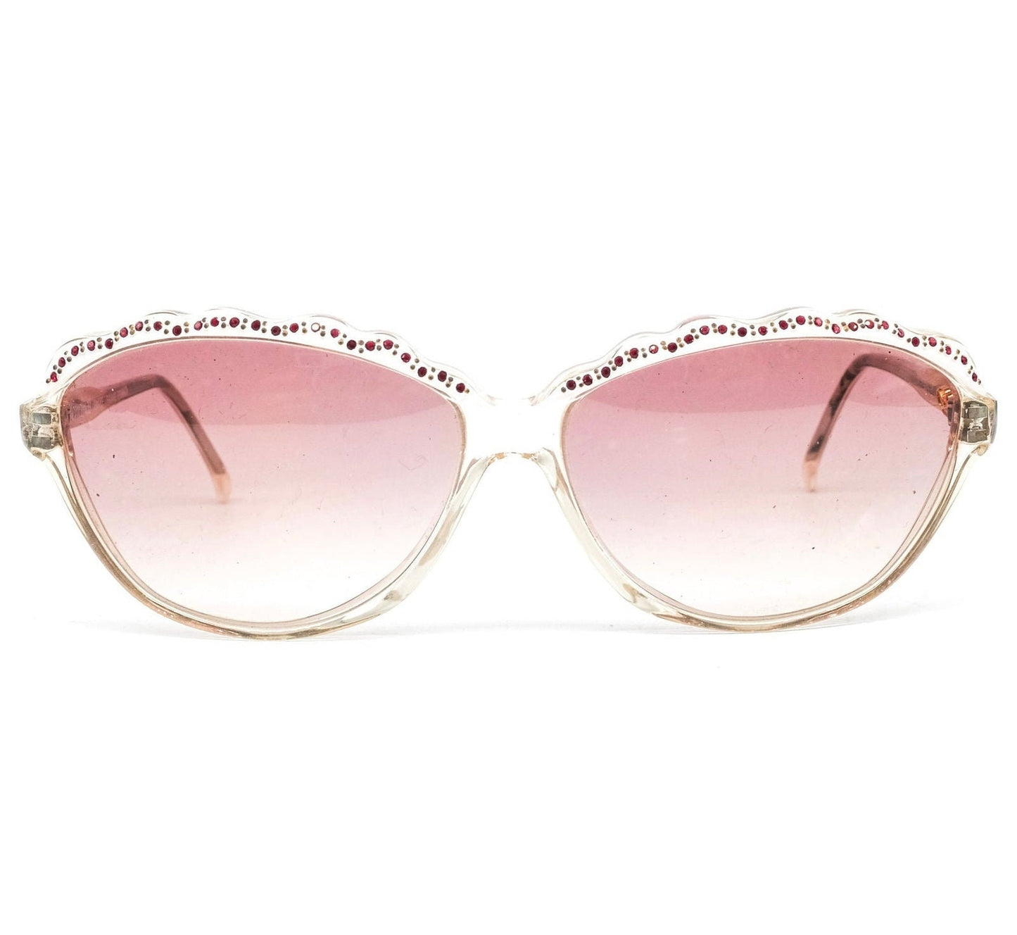 Stendhal Paris elegant cateye cello sunglasses with pink degrade lenses and charming browline design, NOS Made in France 80s