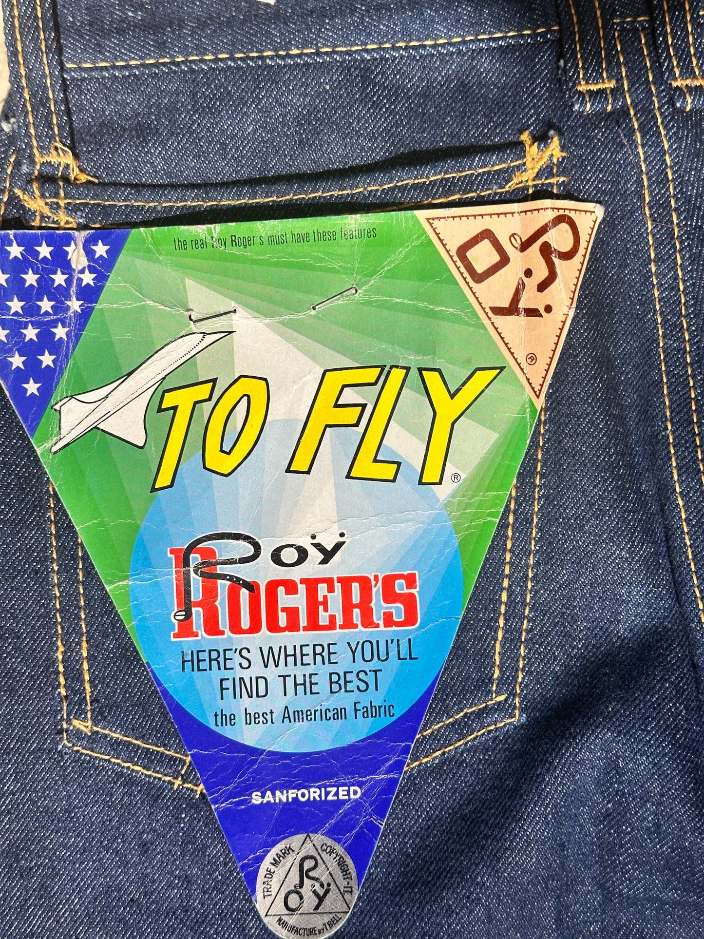 Roy Rogers 70s NOS indigo blue flared jeans trousers sz 28 , with tags!