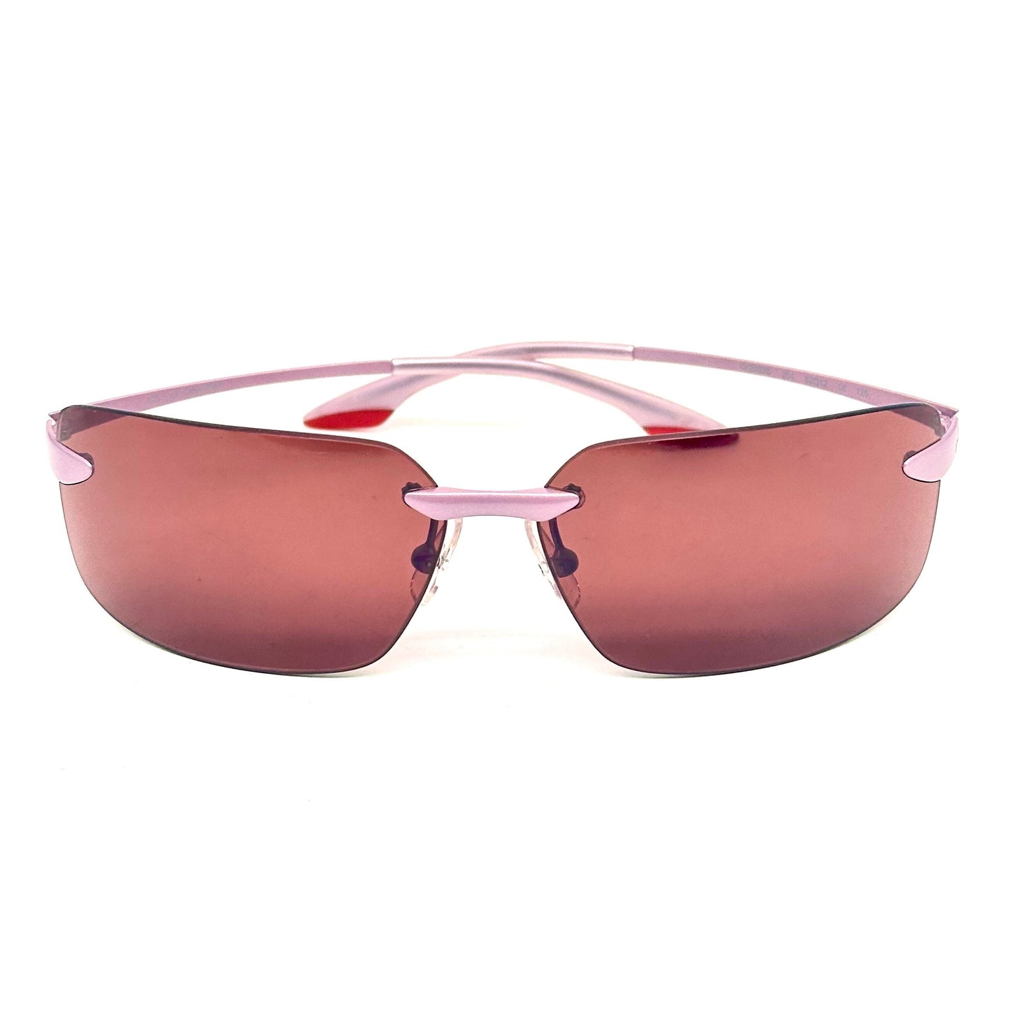 Calvin Klein 2053S 204 early y2k pink square rimless sunglasses made in Italy, NOS