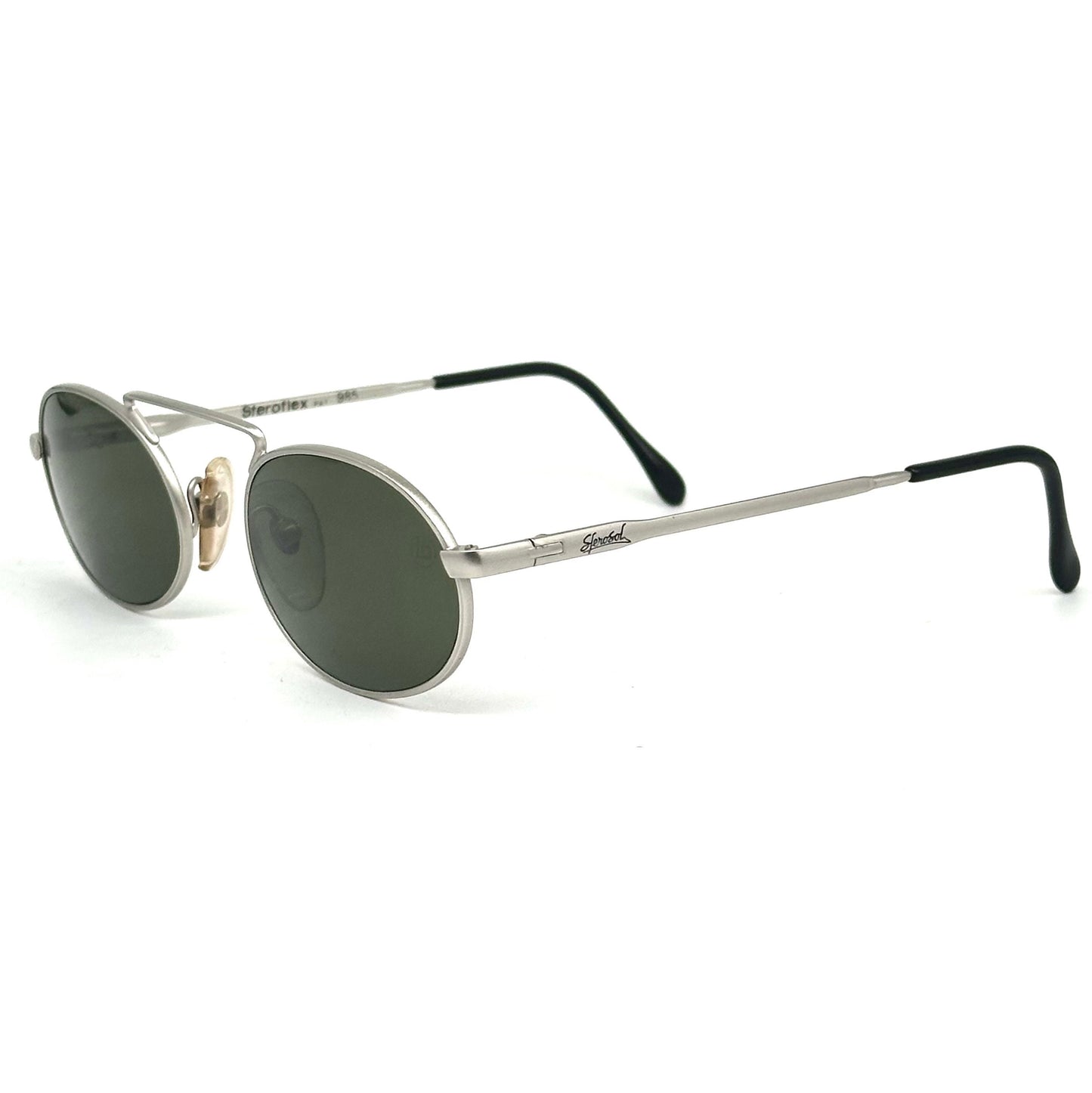 Sferoflex 985 oval metal sunglasses w retro high bridge and crystal lenses, hand made in Italy in the 80s