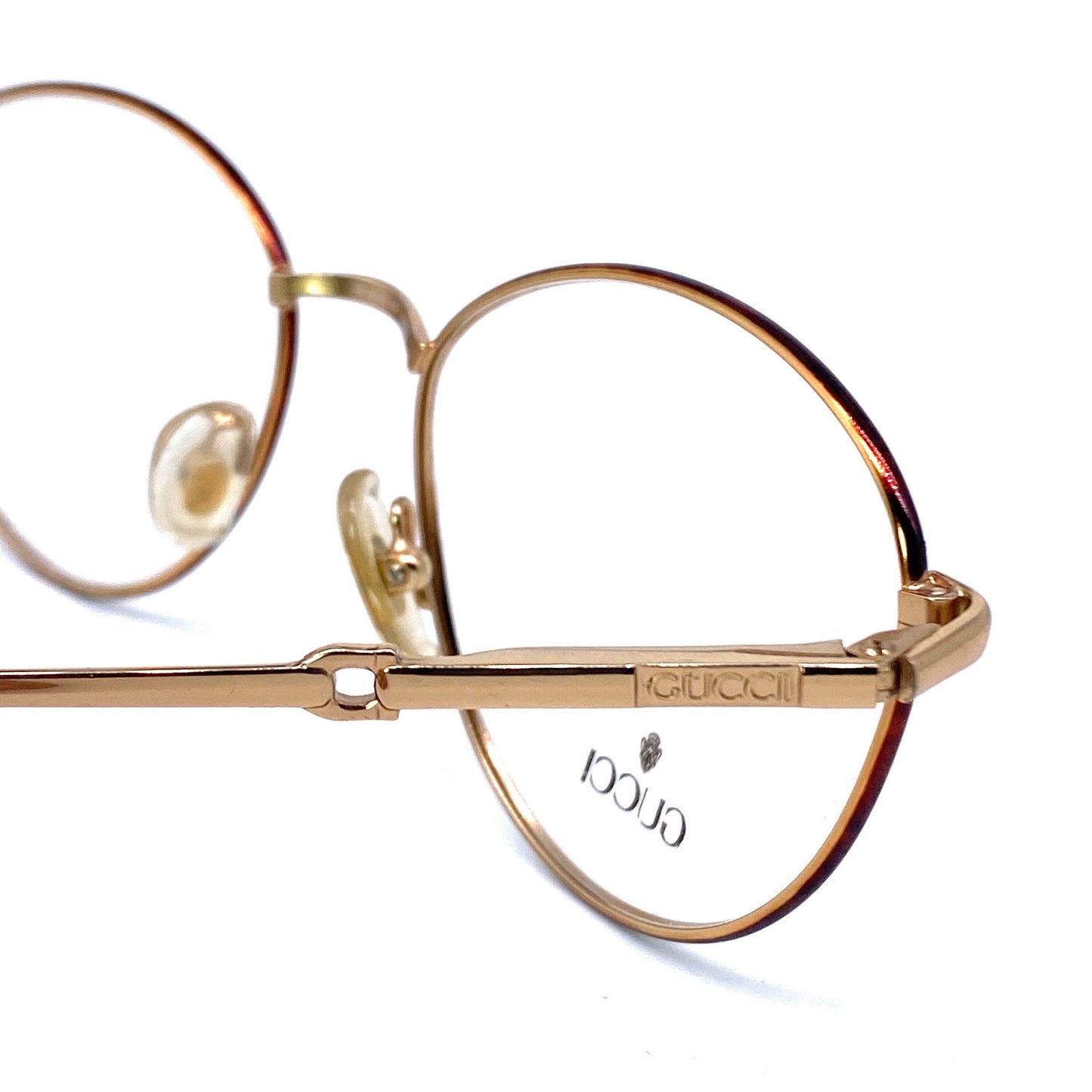 Gucci GG2296 golden metal frames with tortoise enameled rims, NOS 80s