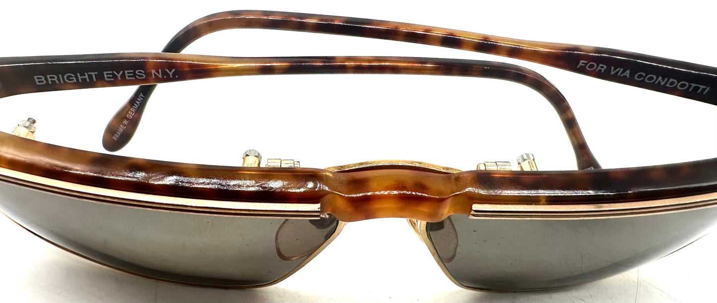 Bright Eyes NY square techie sunglasses w metal rims and acetate structure, NOS 80s; 2 colorways available