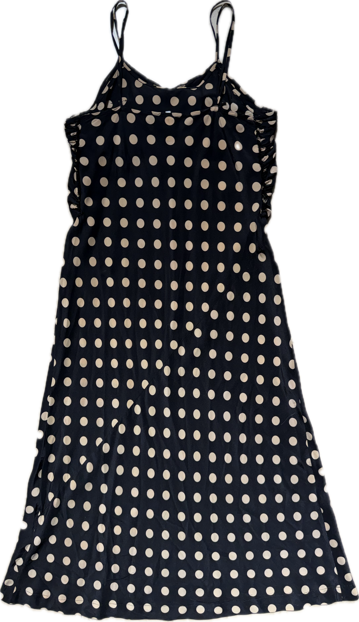 Comme Des Garçons black silk polka dot long dress, classy minimalist design, sz M, Mint