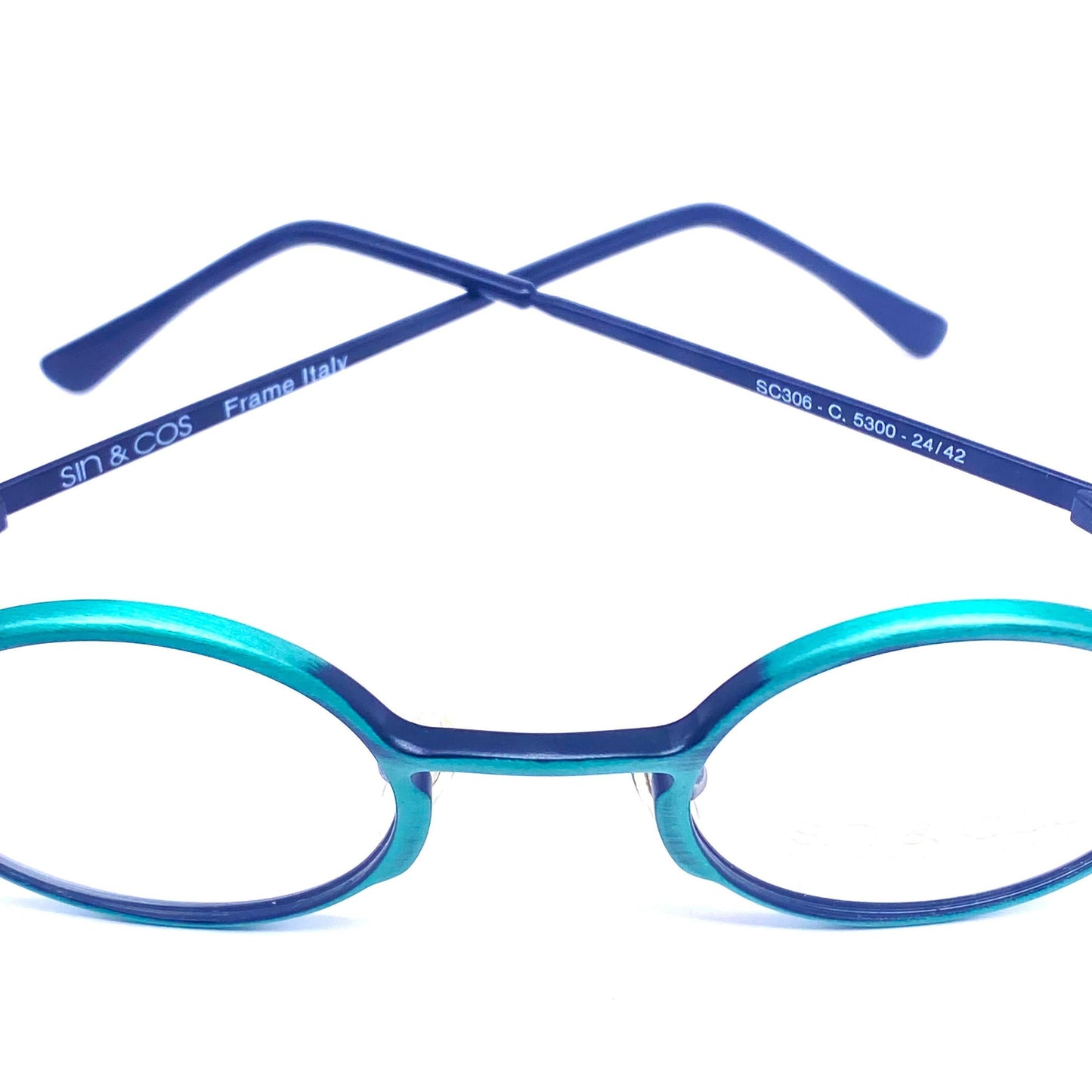 Sin&Cos green metal round avant garde glasses frames made in Italy