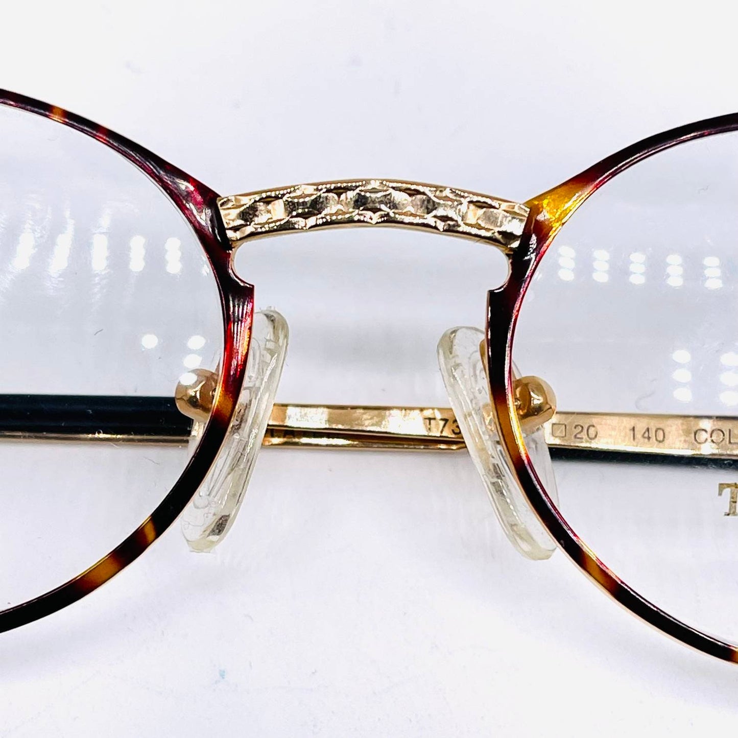 Tiffanys T73 23K Gold oval frames w tortoise rims, authentic Luxury vintage glasses hand made in Italy 80s NOS