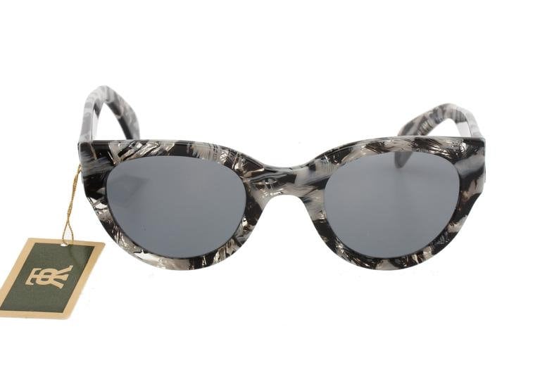 Occhiali da sole cateye Roy Tower J9 grigio-neri maculati Made in Italy, NOS anni '80