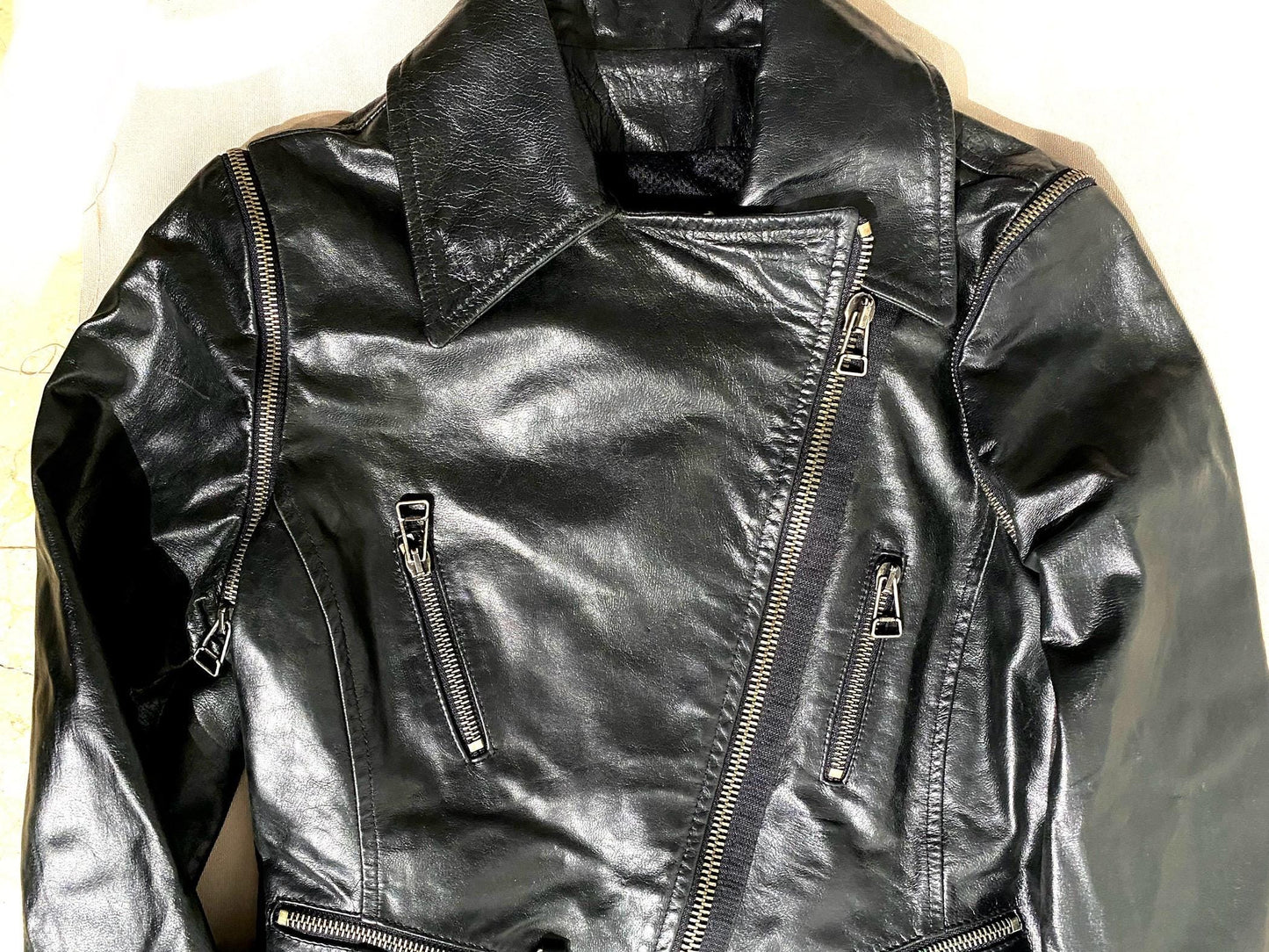 Pinko black chiodo-vest leather jacket 2 in 1 detachable sleeves, mint sz M- 42